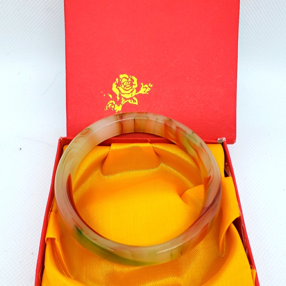 Multi Colored Watermelon Jade Bangle Bracelet - image 4